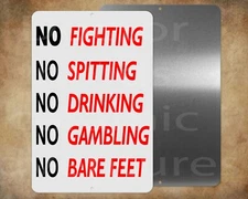 Caddy Shack NO FIGHTING, SPITTING, DRINKING, GAMBLING,   8 x 12" metal sign