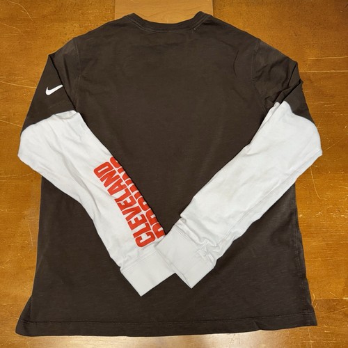 Cleveland Browns Shirt Mens Large Brown NFL Long Sleeve Football Nike - Picture 12 of 13