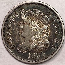 1834 LM-2 Capped Bust Half Dime Choice Almost Uncirculated AU+ Coin #16016