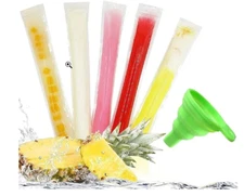 100 Pcs BPA-Free Popsicle Mold Bags Set Funnel - Ice Pop Freezer Tube Pouches