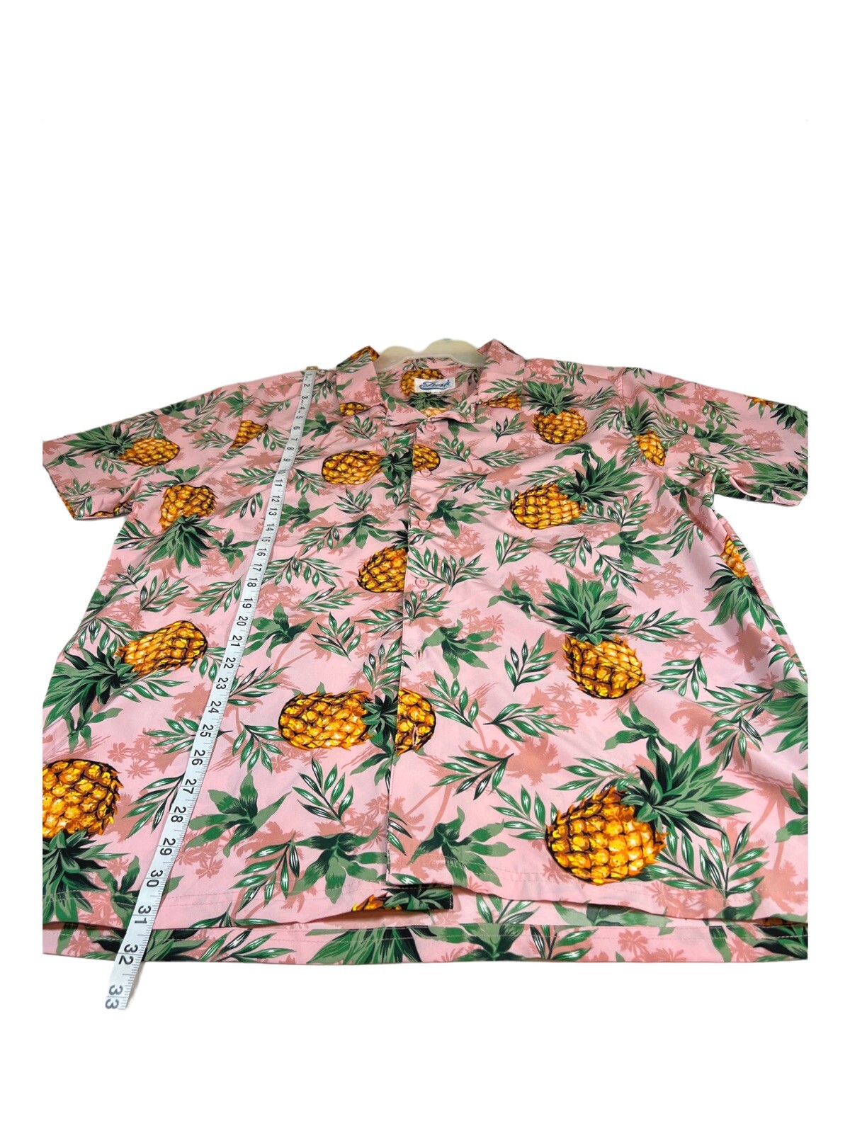 Fresh Prints of Bel Air Mens 3XL Pink Pineapple Hawaiian Shirt 