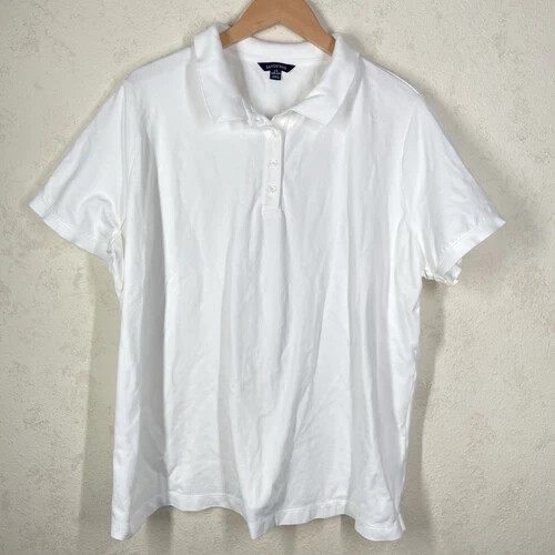 Lands End 2X 20W-22W White Polo Shirt Women's EUC - Picture 1 of 4