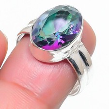 Mystic Topaz Gemstone 925 Sterling Silver Jewelry All Size Ring For Gift