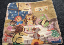 New Katha Diddel Wool Needlepoint Pillow 10 in Birthday Party