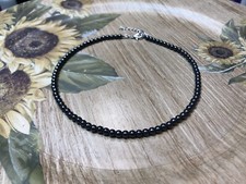 Hematite gemstone beaded necklace 4mm hematite stone choker protection handmade