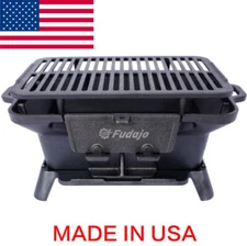 1CPS Outdoor Camp Oval Cast Iron Grill Portable Grill whit Cast Iron Skillet USA
