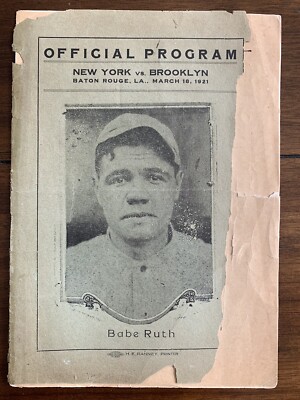 Babe Ruth 1921 Exhibition Game Program Scorecard Cover Miller Huggins ...