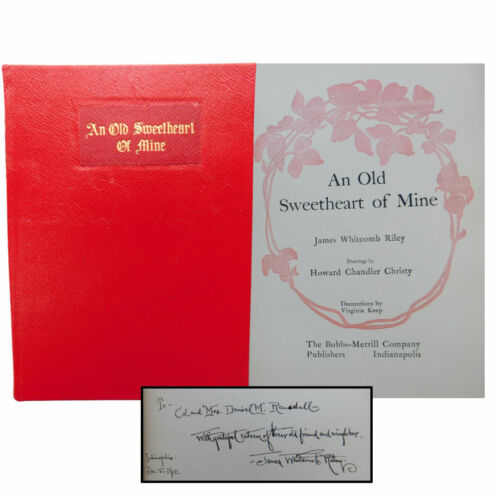 An Old Sweetheart of Mine SIGNED by James Whitcomb Riley, Full Leather - Afbeelding 1 van 12