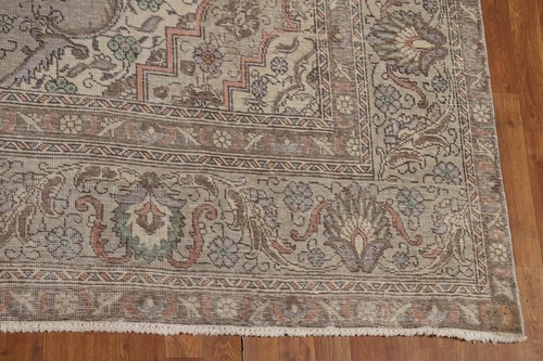 Vintage Gray Traditional Wool Tebriz Handmade Living Room Rug Area Carpet 9x13 - Picture 5 of 24