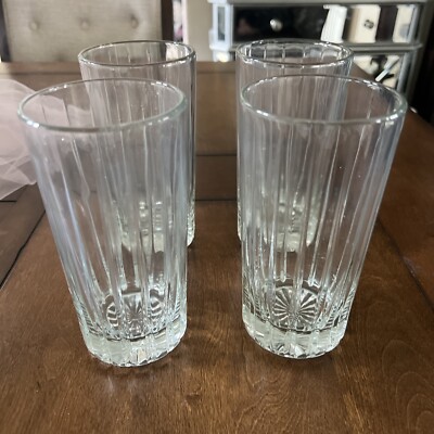 Vintage Pasabahce Topaz Clear Flat Paneled Tumblers - 4pcs