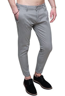 PANTALONI UOMO DIAMOND mod. CAPRI GRIGIO RIGATO CASUAL ESTIVO SLIM FIT IN  COTONE | eBay