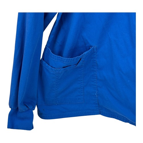 Cherokee Women Size XXL Scrub Top Long Sleeve Zip Up Blue Pockets Nurse 2XL - Picture 4 of 6