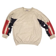Vintage American Flag USA Patriotic Sweatshirt Medium Unisex Adult Flag Sleeves