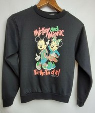 RARE 80s Vtg Mickey Minnie Mouse Sweatshirt Colorful Size Kids Large Made USA