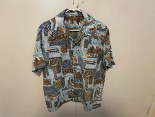 Vintage  Barefoot in Paradise Hawaiian shirt Aloha Mens Lg