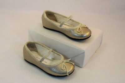 Nordstrom Silver Ballet Flats with Strap and Bow Mary Jane Toddler