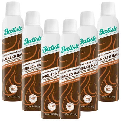 6X 200Ml Batiste Shampooing Sec Cheveux Foncés DARK Cheveux Rafraîchis Retouchés - Photo 1/3