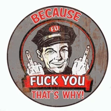 BECAUSE F""K YOU HOT ROD BUMPER GUNS LAPTOP DECAL TOOLBOX STICKER FUNNY