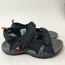 Joe Fresh Boys Beach Sandals Shoes Blue Size 4 Flat Slip On Strap Hook Loop