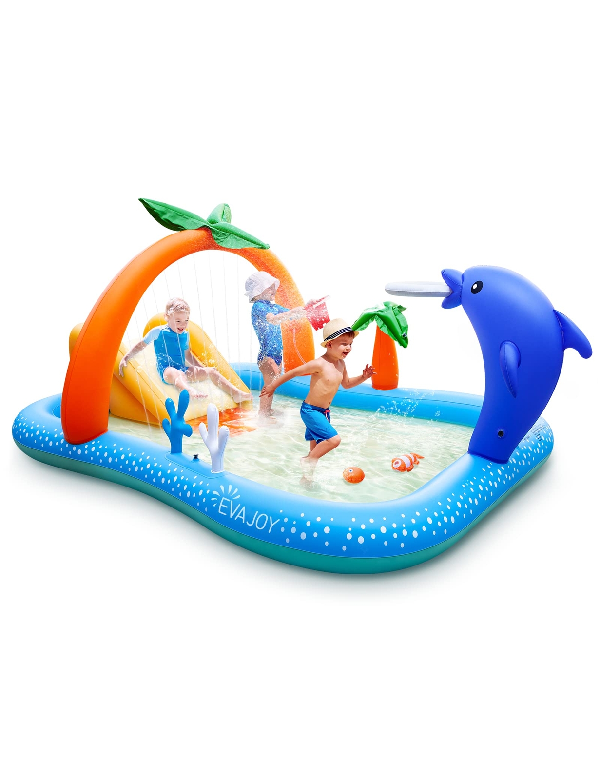 НАДУВНОЙ ИГРОВОЙ ЦЕНТР EVAJOY KIDDIE POOL ДЕТСКИЙ БАССЕЙН С ГОРКОЙ 95X75- СИНИЙ 9490₽