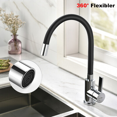 360° Flexibler Küchenarmatur Wasserhahn Spültischarmatur Mischbatterie Schwarz 
