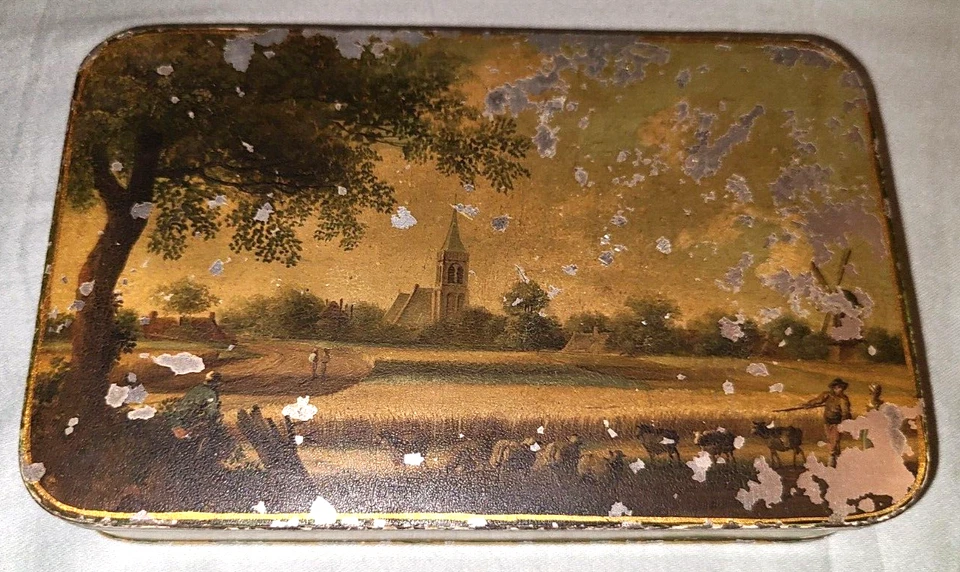 Sociedad Agrícola de Ámsterdam 1776 lata, medallón tallado bajo tapa interior de vidrio