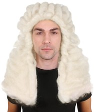 Adult Men's Colonial Judge Curly Wig, White Color