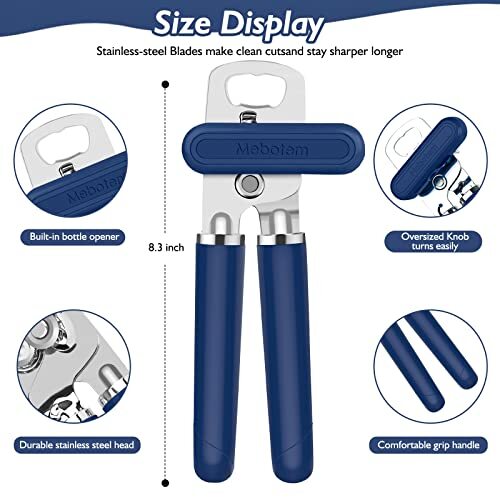 Manual Can Opener Handheld Stainless Steel Smooth Edge Can Opener Kitchen Gadget - Picture 7 of 8