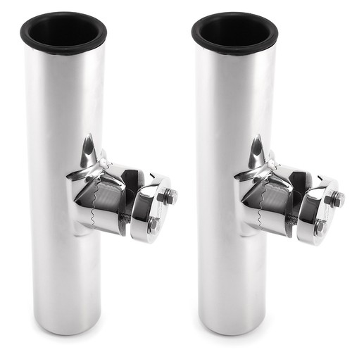 2X Stainless Steel Fishing Rod Holders Clamp On Rails Mounting 22mm to 26mm Boat - Picture 2 of 5