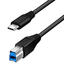USB C to USB B 3.0 Cable 3ft Nylon Braided Compatible with External Devices