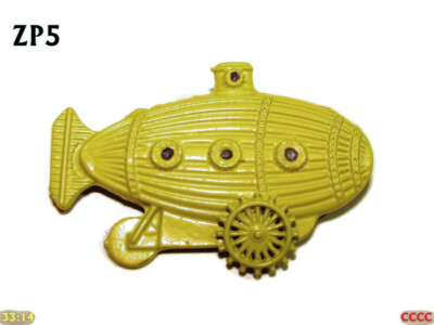 Steampunk Anstecknadel Brosche Luftschiff Zeppelin lenkbar gelb U-Boot Pilot #ZP5