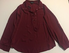 Women's Status by Chenault Lace Up Red Metallic Blouse Size L NWT Made in USA