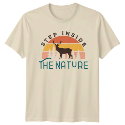 Step Inside The Nature T-Shirt, Retro Camping, Hirsch Grafik Tee
