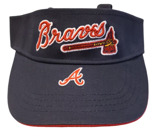 Atlanta Braves MLB Drew Pearson vtg adjustable 90’s visor Hat Cap 3D Embroidered