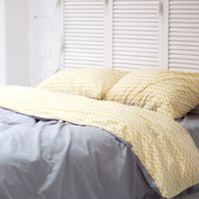 Natural Cotton Double-Sided Duvet Cover in Grey and Yellow Twin Full Queen King