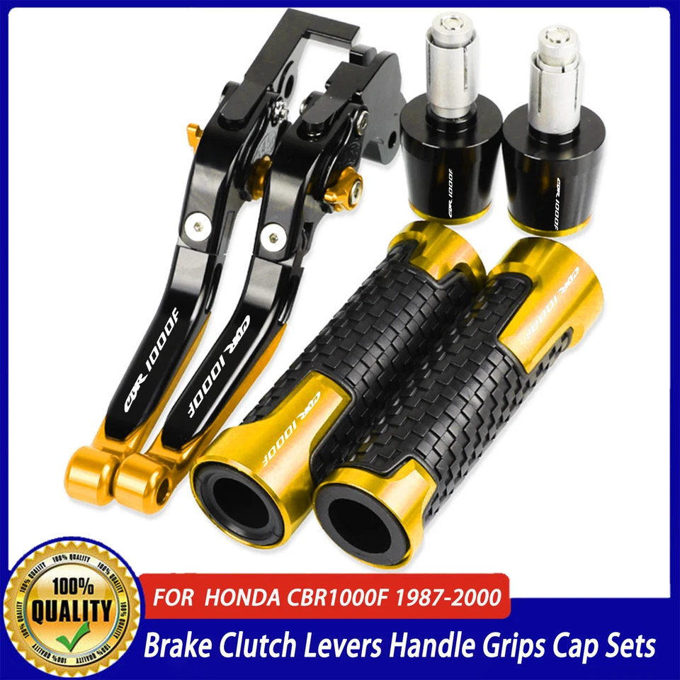 CNC Brake Clutch Levers Handle Grips Cap Sets For Honda CBR1000F 1987-2000 Foto 4 de 4