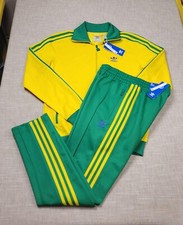 ADIDAS Beckenbauer Tracksuit Jacket Pants Small Yellow Green FB Nations Brazil