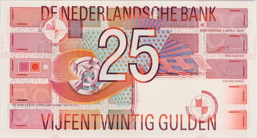 Netherlands 25 Gulden 1989 alm. 85-1 ''Roodborstje'' UNC