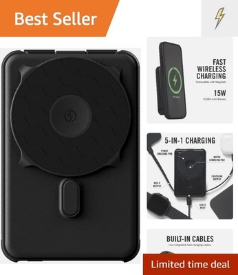 Fast Charging Magnetic Power Bank 10,000mAh - Wireless & Kickstand Features