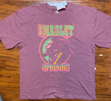 BOB MARLEY Zion Rootswear "UPRISING Maroon Graphic Tee SZ S Fits Like a LG NWT