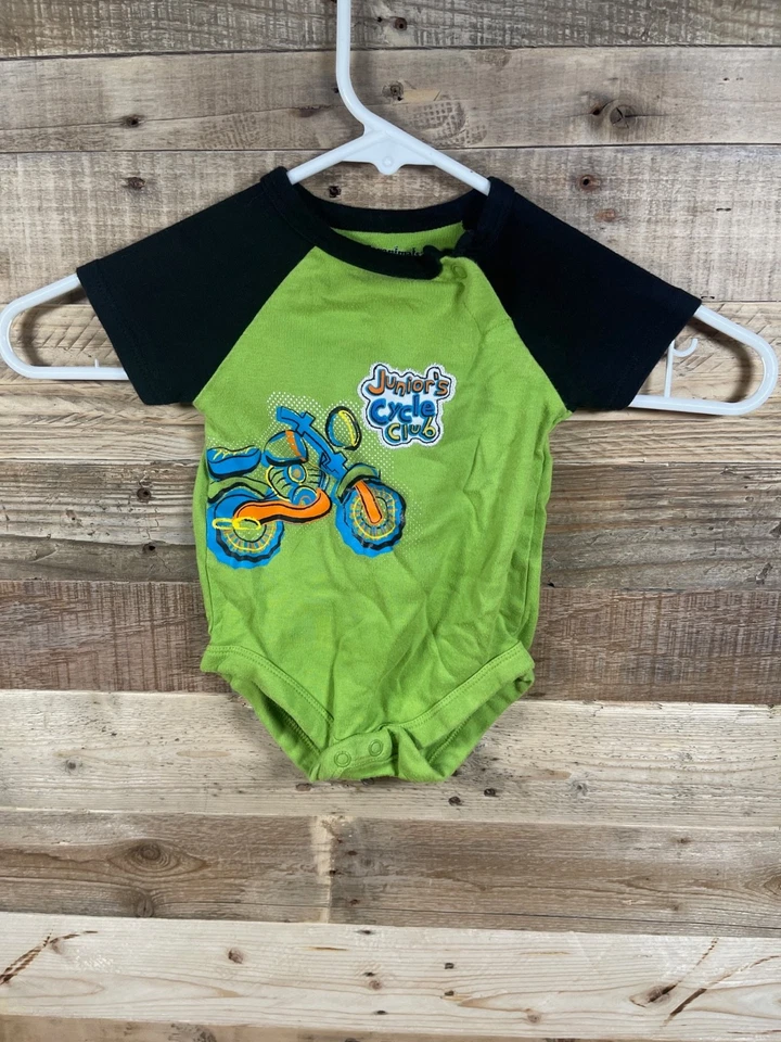 Body Garanimals Verde Juniors Ciclismo Club Motocicleta (0-3) Meses Bebé Una Pc Foto 3 de 4