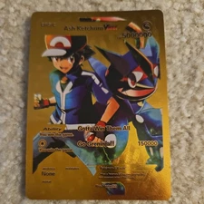 2024 Pokémon Gold Foil Fan Art Card BASIC Ash Ketchum VMaxHp 5000000