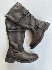Harley-Davidson womens Brown Leather Studded Harness Buckle Biker Boots US 8