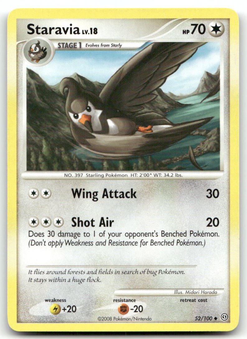 Staravia 52/100 Uncommon Stormfront Pokemon Lightly Played