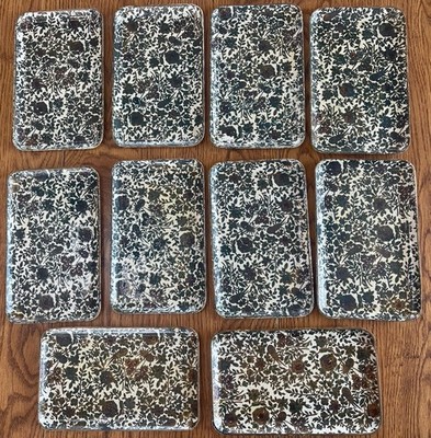 10 VTG Highmount Alcohol Proof Trays Japan Floral 8.25x5.25 Party Appetizer
