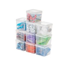 Vertical Storage Bins with Lids Made in USA Flip Top Small - 10 Pack
