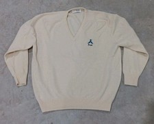 Pringle of Scotland Men  s 100 Wool White Sweater Pullover V Neck Size L / XL