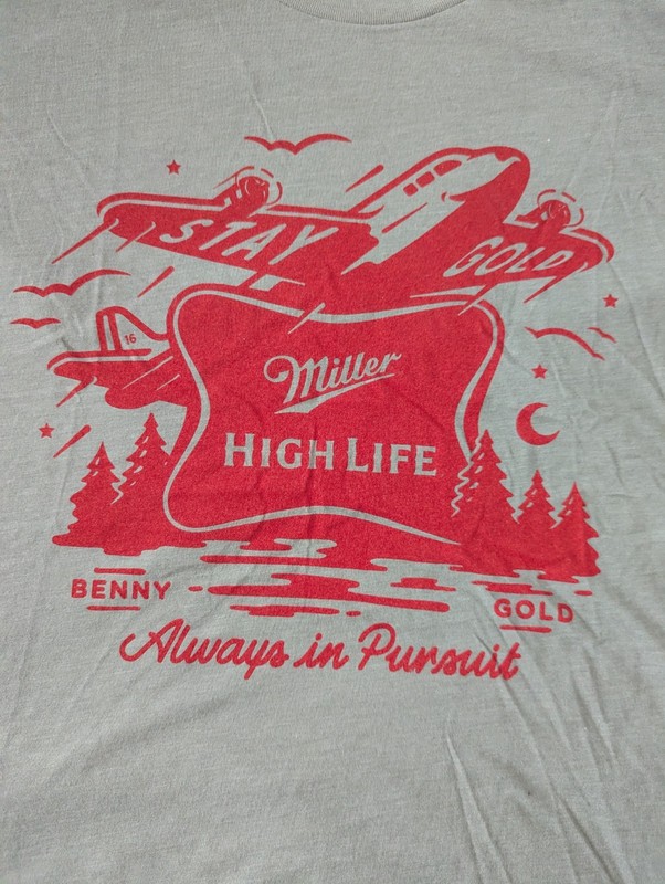 Miller High Life XXL T-Shirt Always In Pursuit Stay Gold Plane Shirt Benny Gold