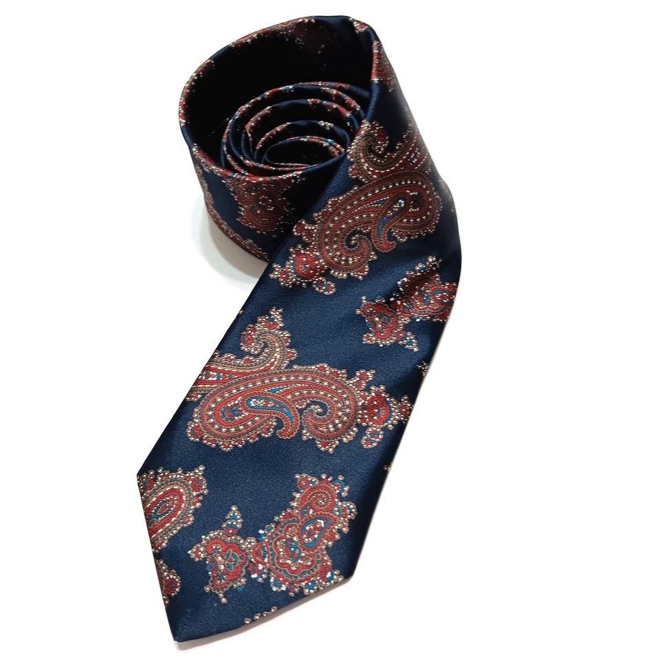 CORBATA JORDACHE VINTAGE DISEÑO PAISLEY AZUL MARINO, ROJO, BLANCO Foto 4 de 4