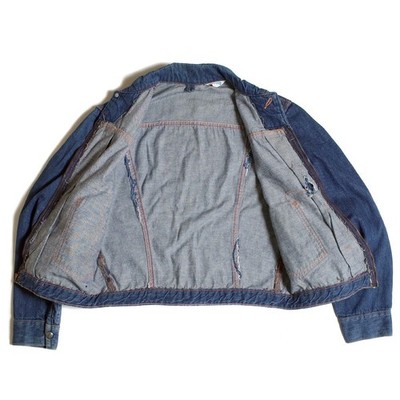 Vintage 1960s Montgomery Ward 101 Pleated Denim Jacket Distressed